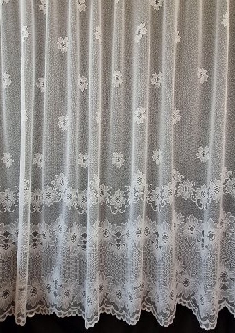 Bela žakardna zavesa, brez mečkanja, vzorec rožic
